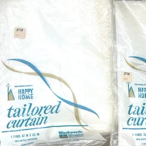 Vintage 3 Lot Woolworths Happy Home Tailored Curtain Panels 42" x 63" White NOS - Picture 7 of 9